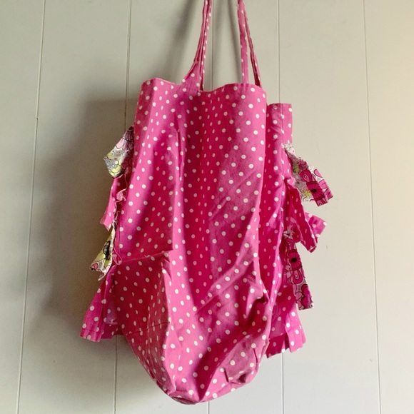 Handmade Pink Ruffled Tote Bag - Picture 2 of 4